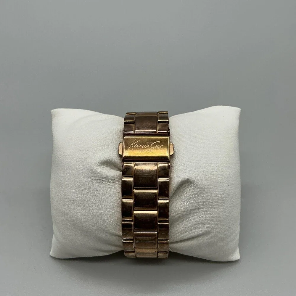 Kenneth Cole Womens Watch 40mm Rose Gold Dial Crystal Bezel New Battery 6.25